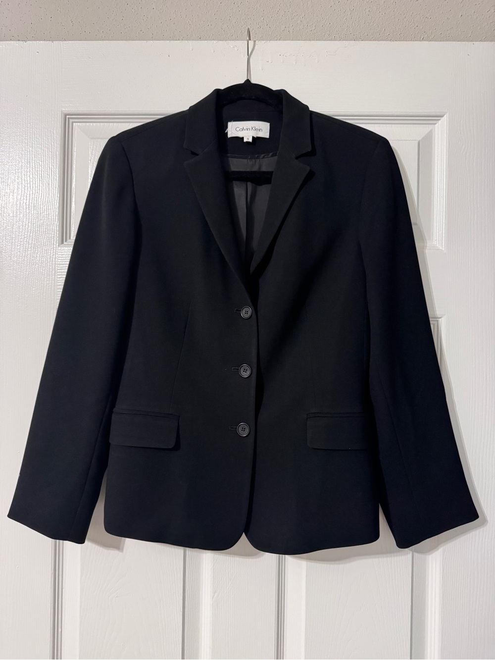 Calvin Klein Suit Jacket Three Button Business Black Women's Size 8